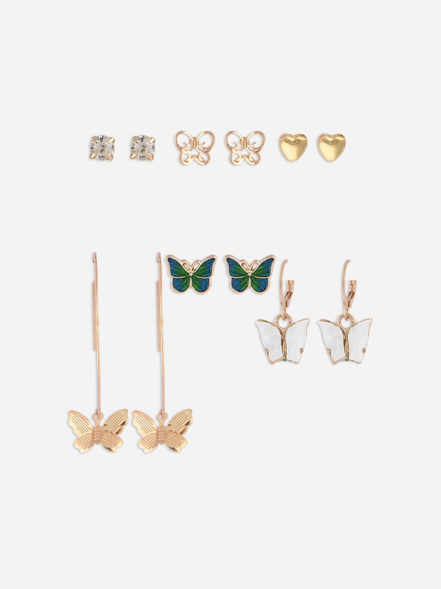 ToniQ Alluring Butterfly Enamel Casual Look Alloy Multi Stud Earrings for Women - Set of 6