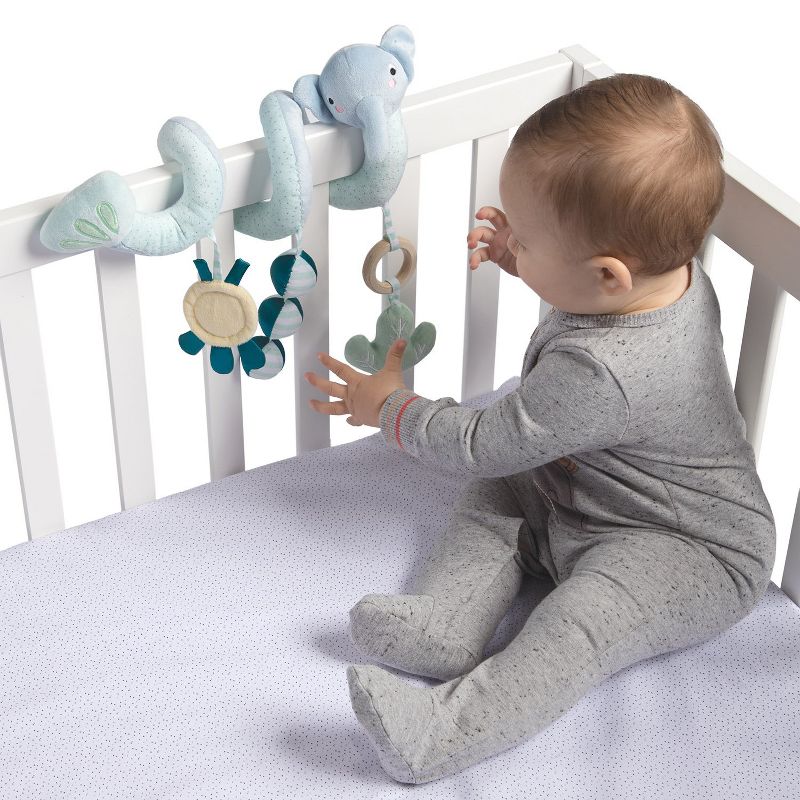 Manhattan Toy Safari Elephant Spiral Baby Toy for Strollers and Crib Toy with Baby Mirror, Rattle and Teether