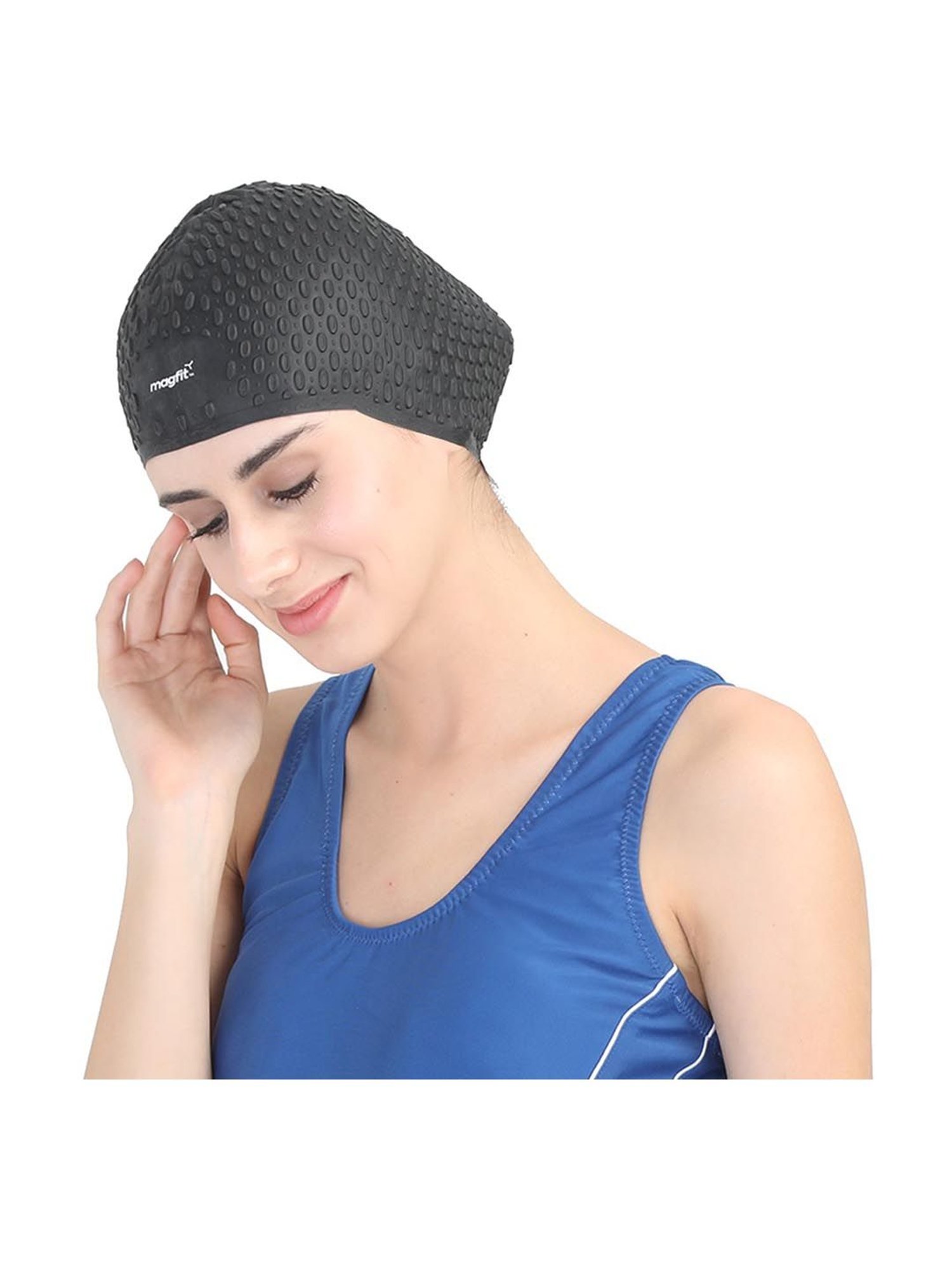 MagFit Black Bubble Swimming Cap