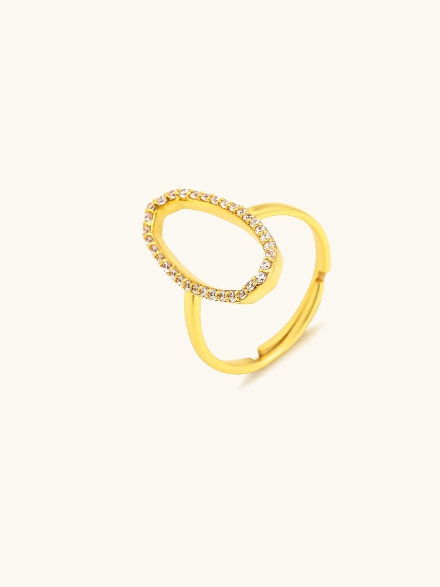 Mabel 92.5 Sterling Silver 18k Gold-Plated Octagon Statement Adjustable Ring