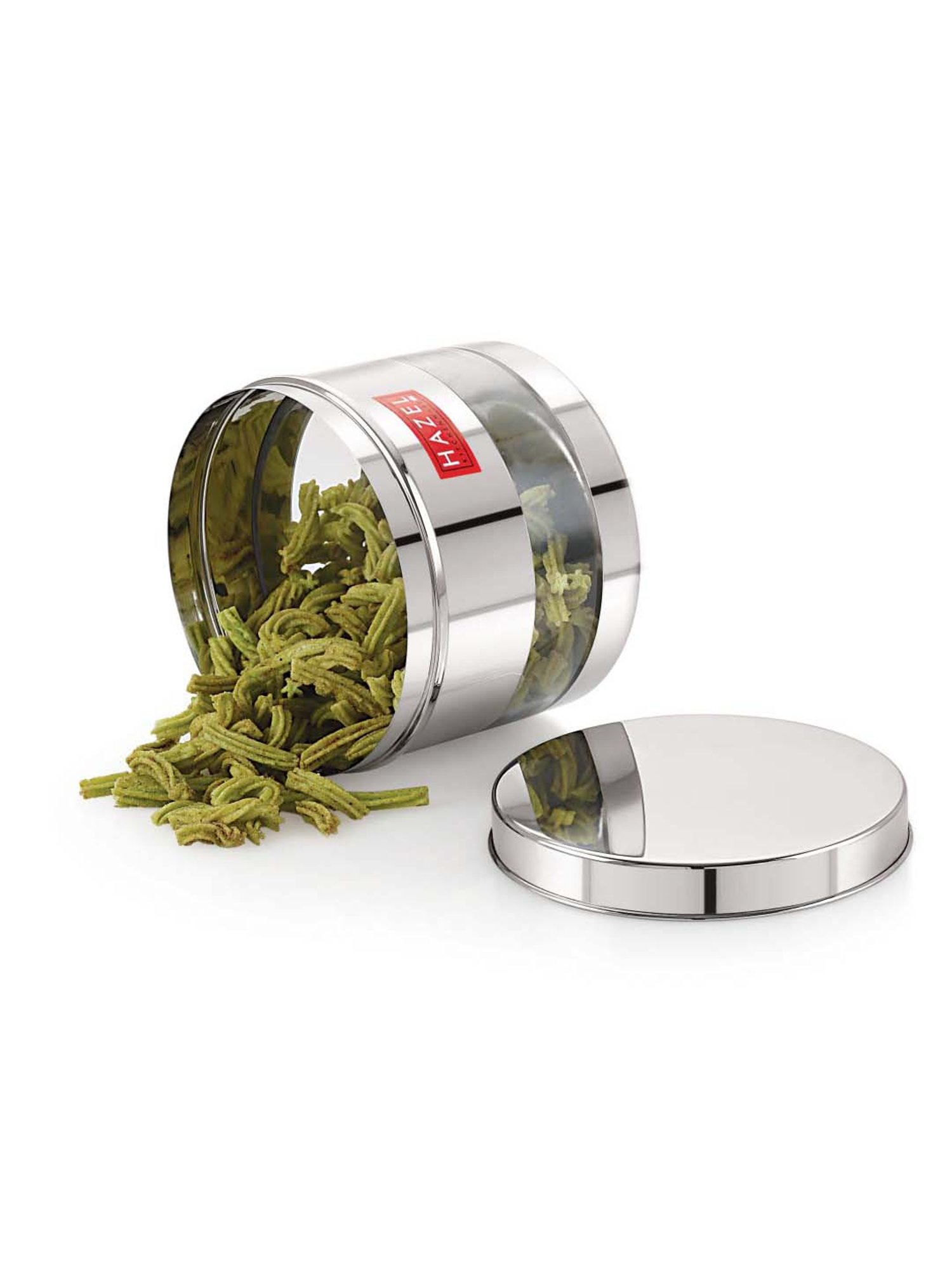 HAZEL Silver Stainless Steel Kitchen Storage Jar (1100 ml) - Set of 1