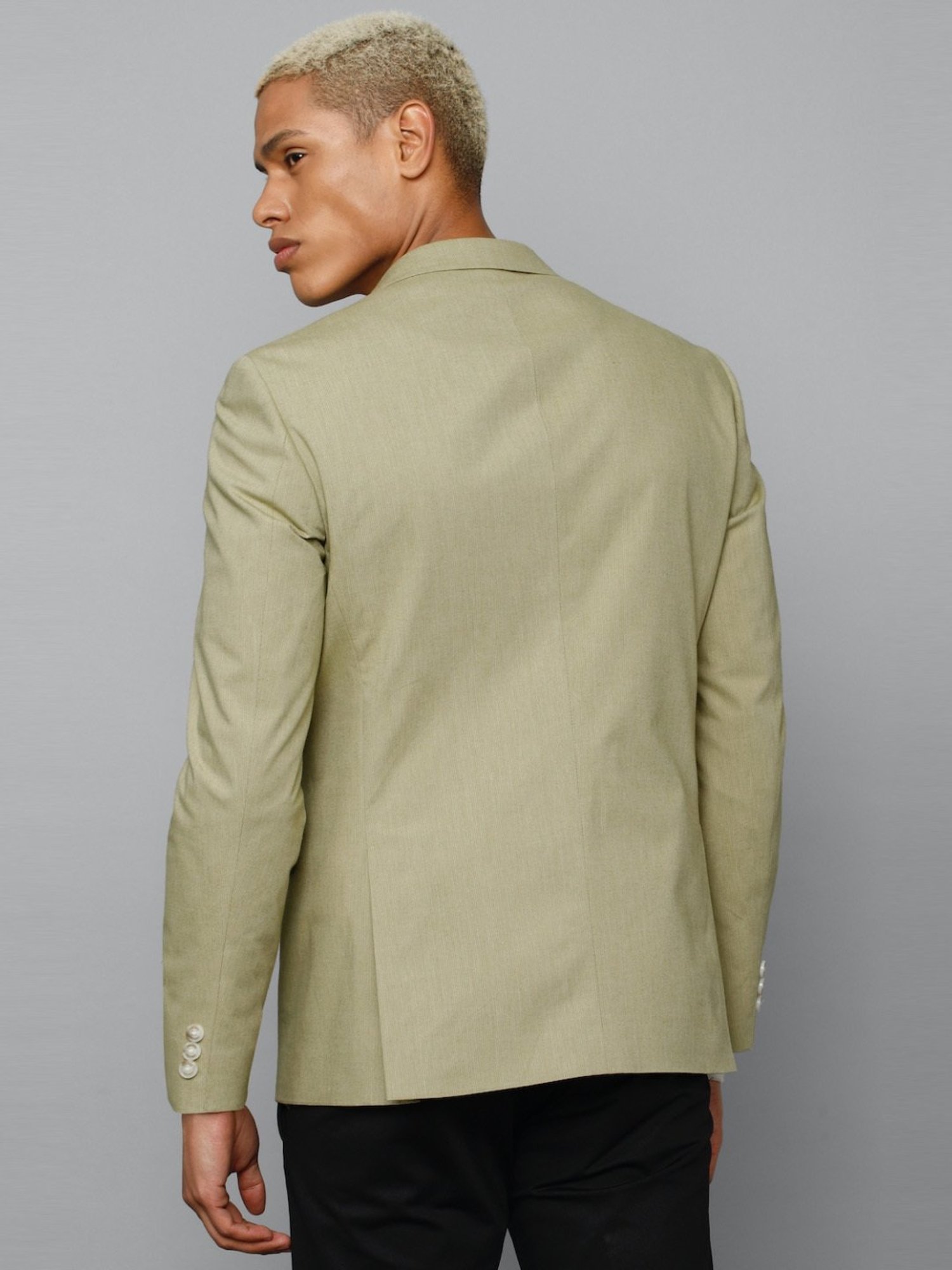Allen Solly Green Cotton Slim Fit Blazer