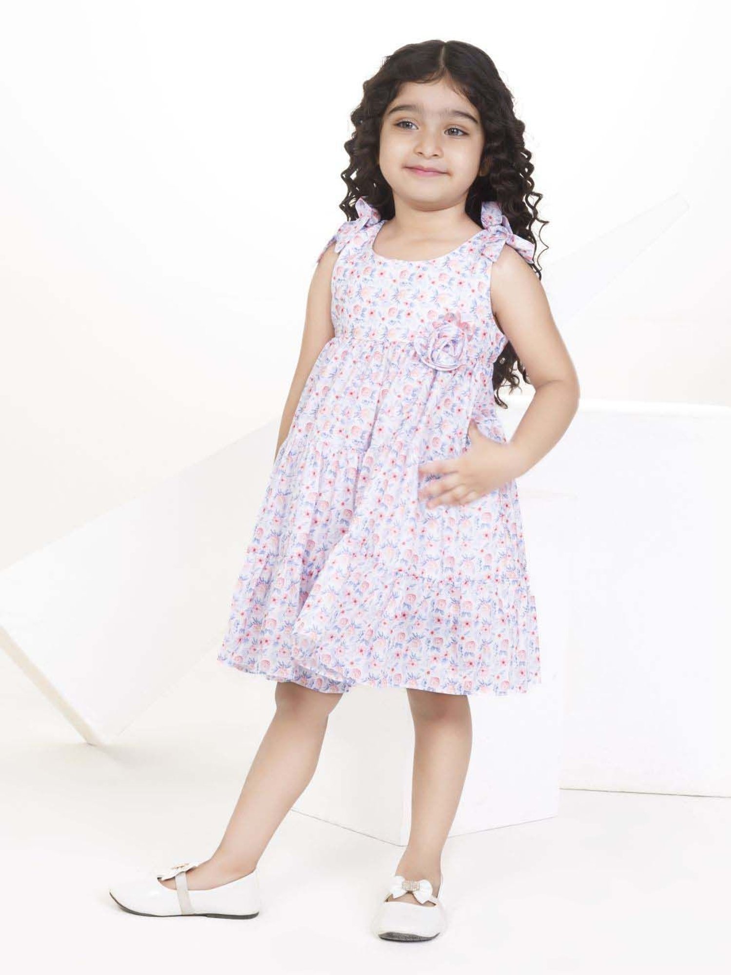 Peppermint Girls White Floral Dress