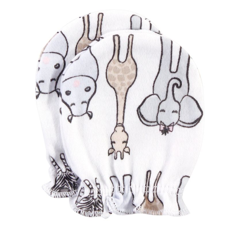 Hudson Baby Infant Girl Cotton Scratch Mittens, Pink Safari, 0-6 Months