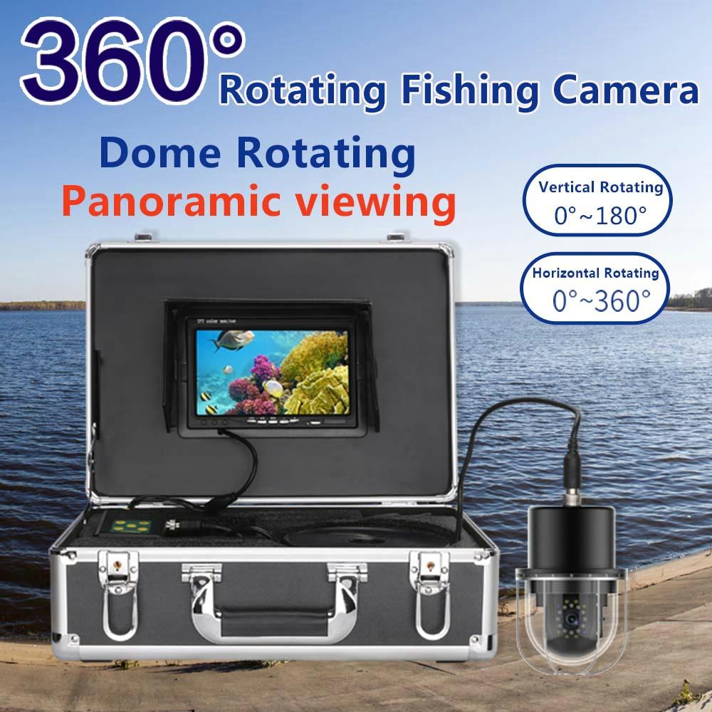 7 Inch 20m Underwater Fishing Video Camera Fish Finder IP68 Waterproof 20 LEDs 360 Degree Rotating Dome  Rotating Panoramic viewing Camera