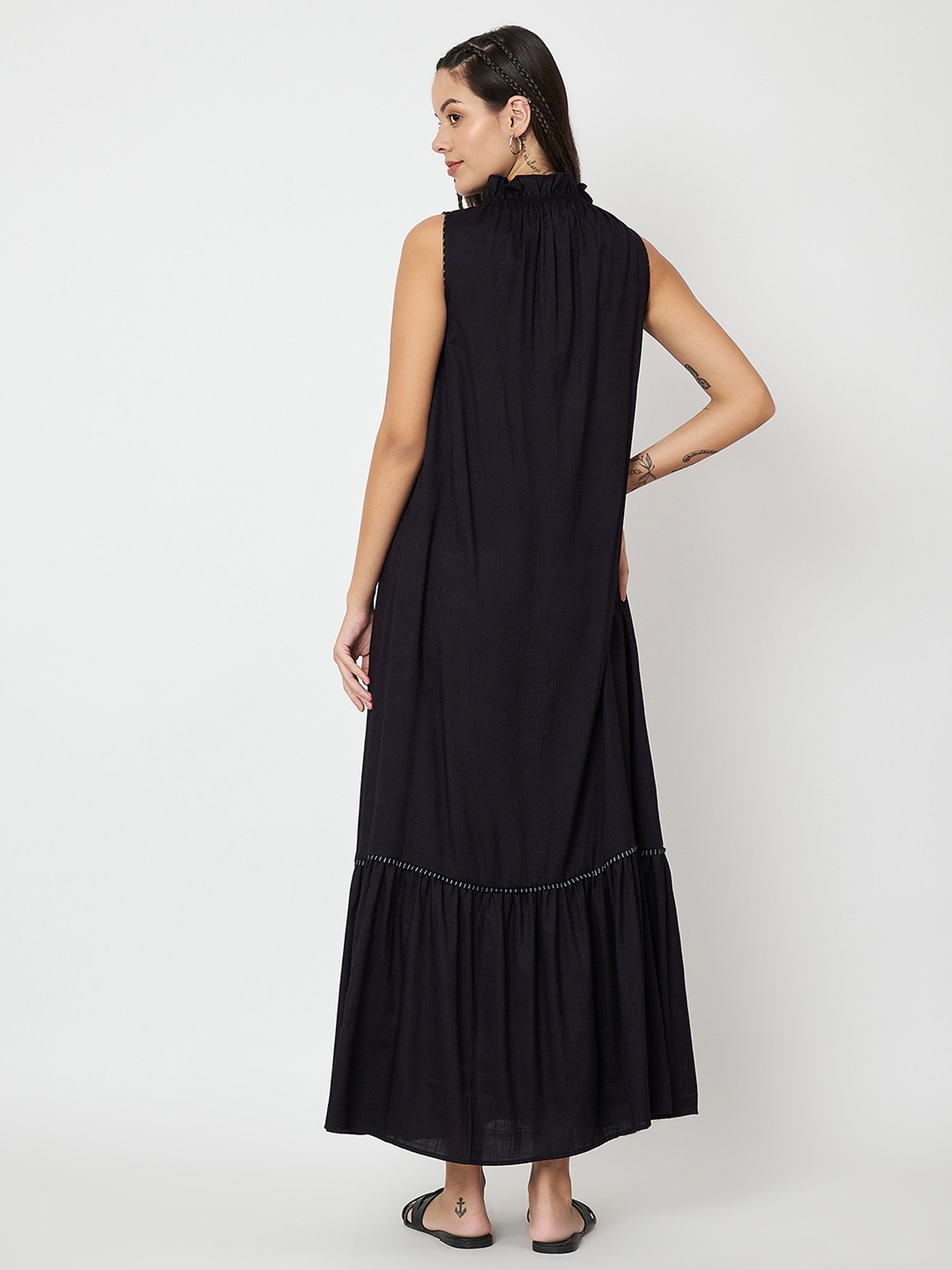 9rasa Black Maxi Ethnic Dress