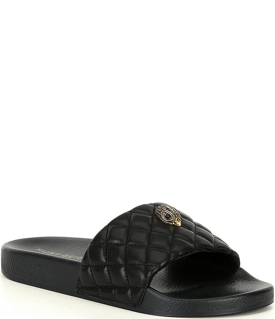 Kurt Geiger London Meena Eagle Head Ornament Quilted Pool Slides