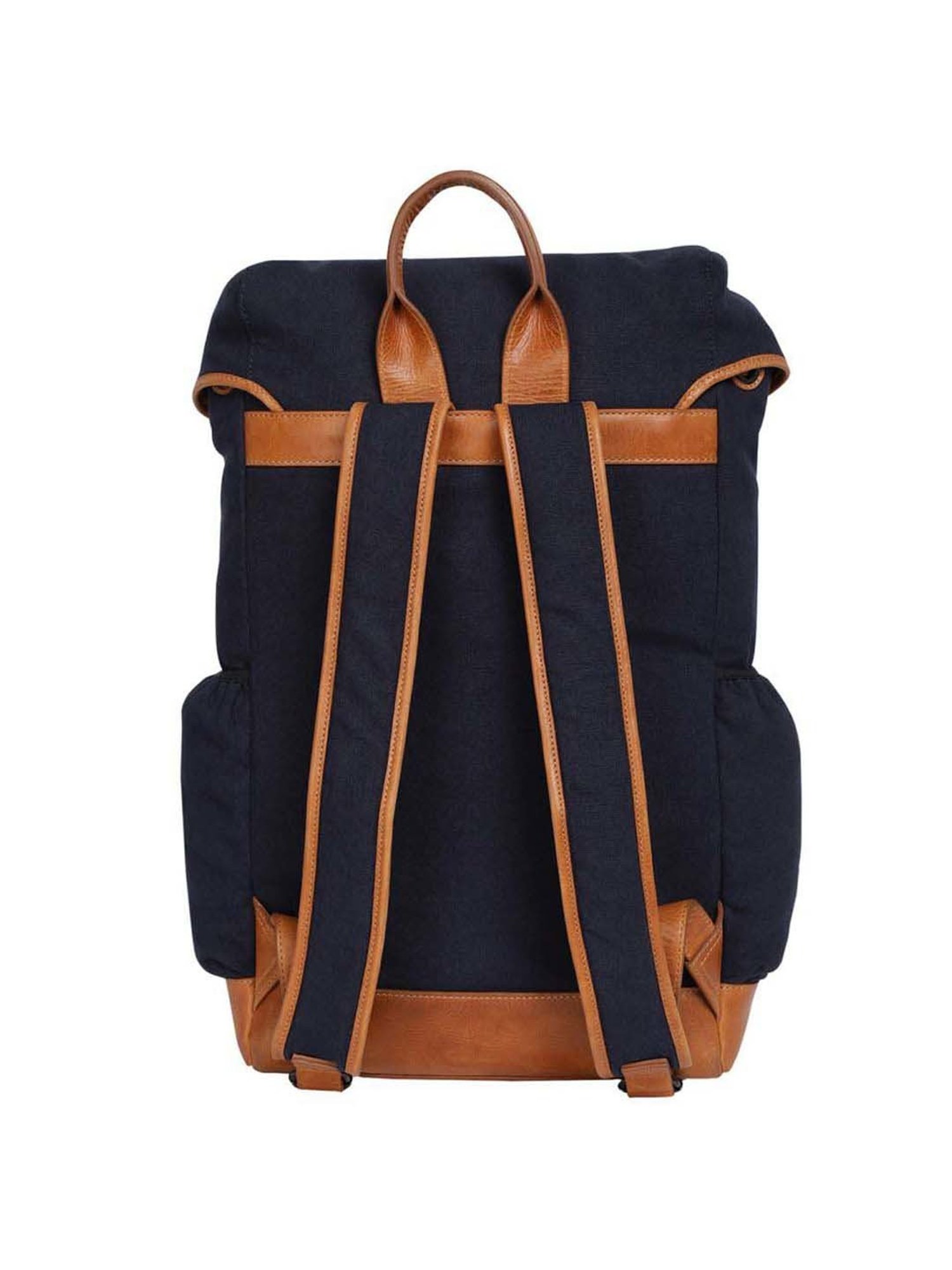 Bagatt Solofra Navy & Tan Leather Medium Laptop Backpack