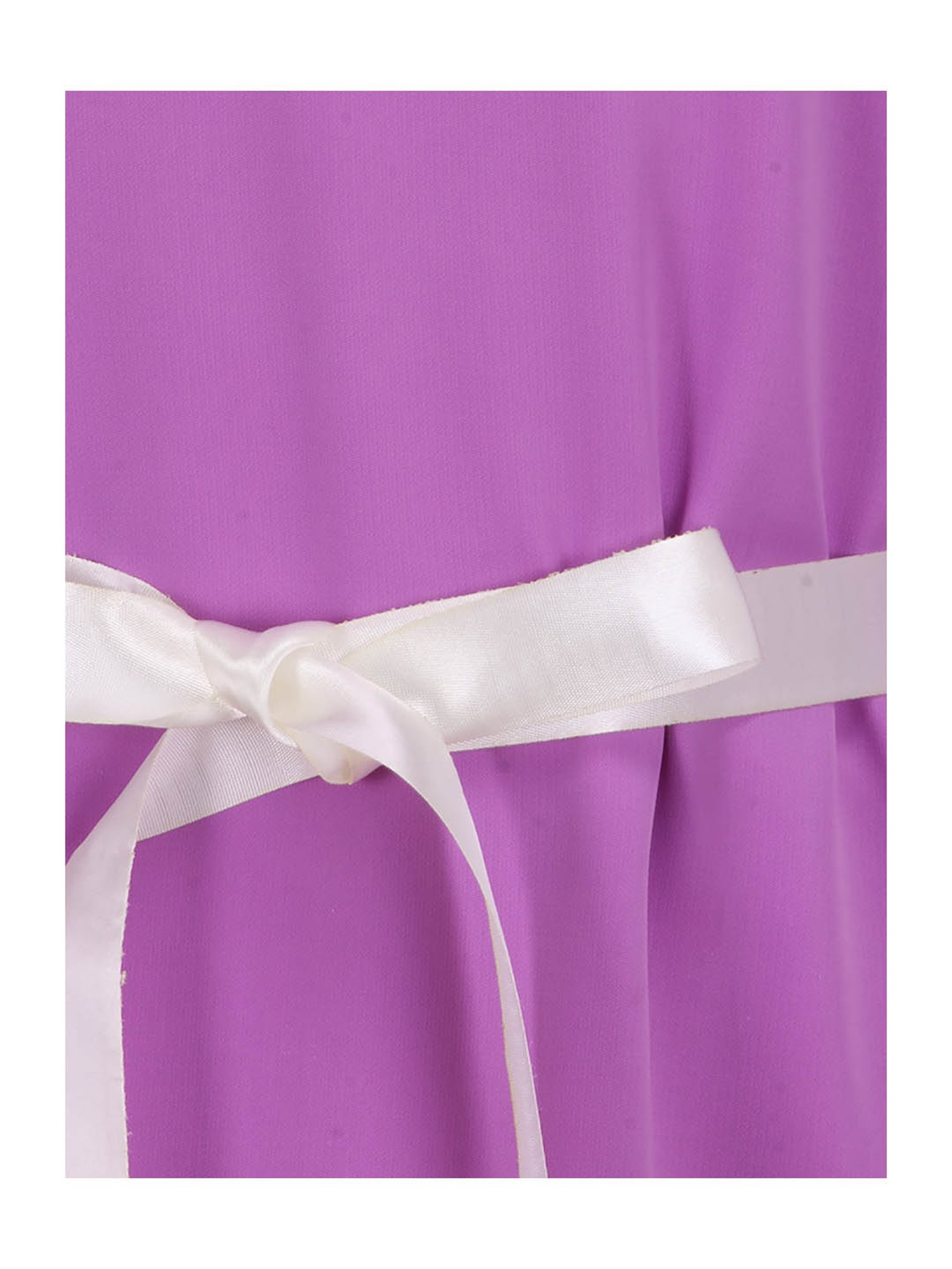 Cutecumber Kids Purple Embellished Dress With Ribbon Belt