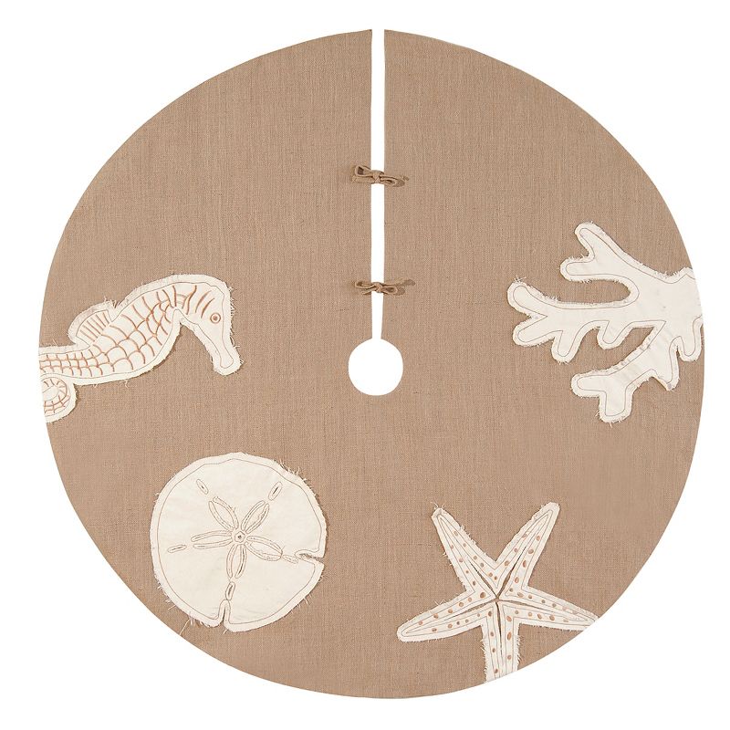 Lakeside 48" Snowy Burlap Christmas Tree Skirt with Doily Cloth