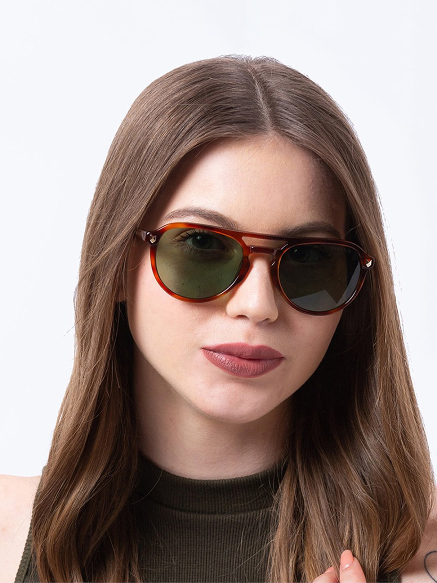 Shisen Fox Kaizen Havana Aviator Unisex UV Protection Sunglasses -55 mm