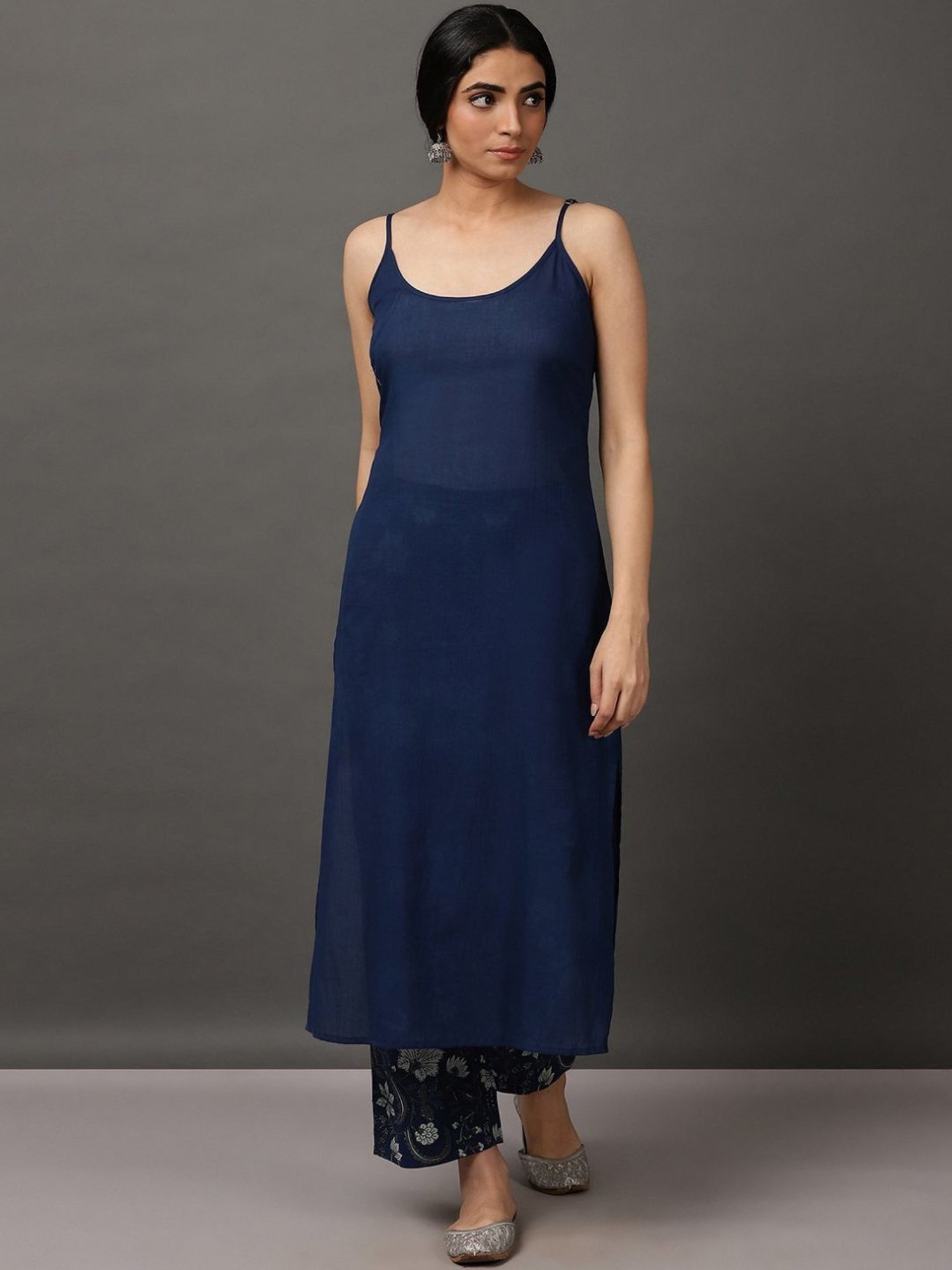 Nuhh Blue Kalidaar Kurta with Cotton Cami & Pants