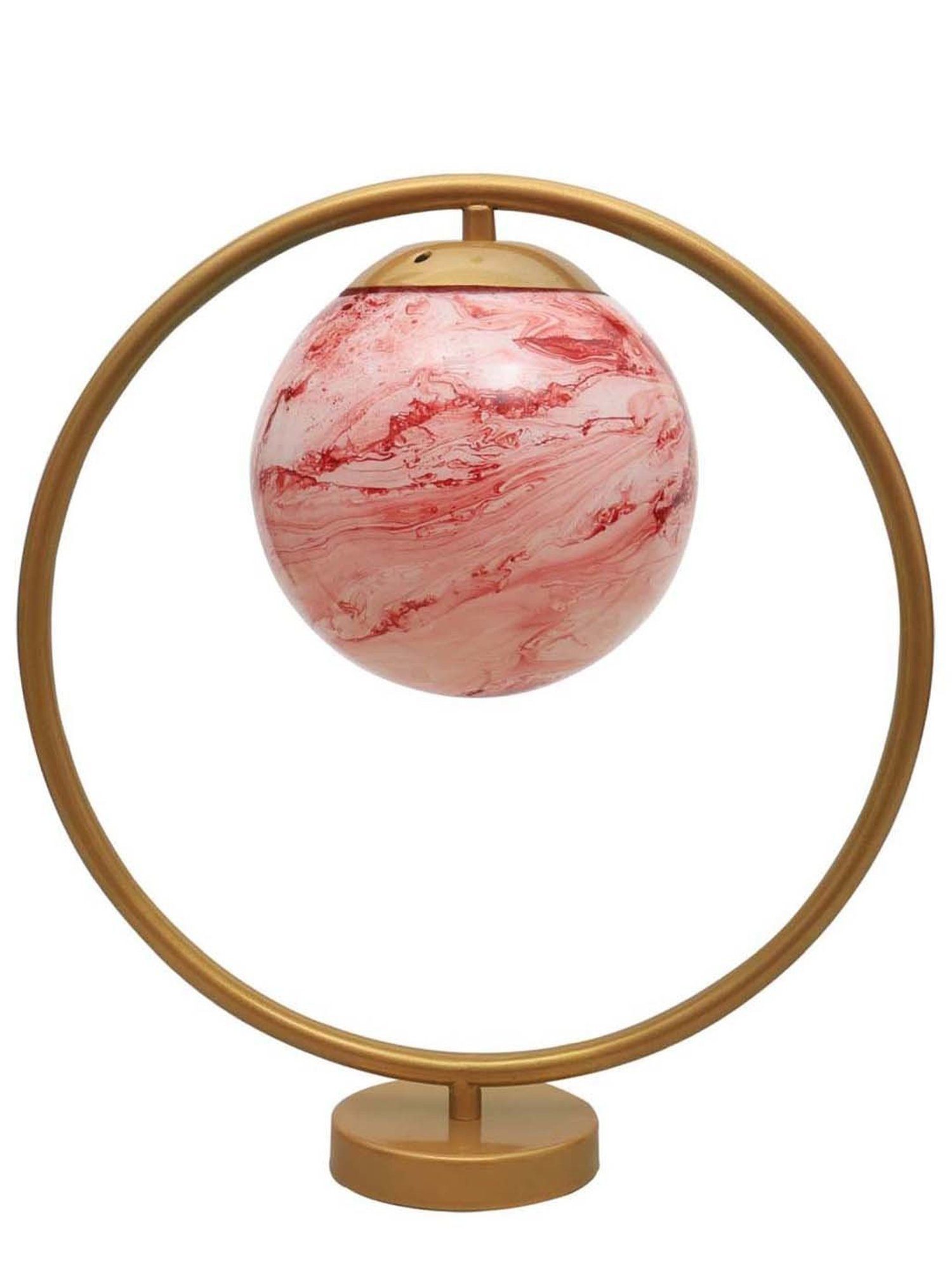 Homesake Red & Golden Metal Bedside Globe Desk Lamp