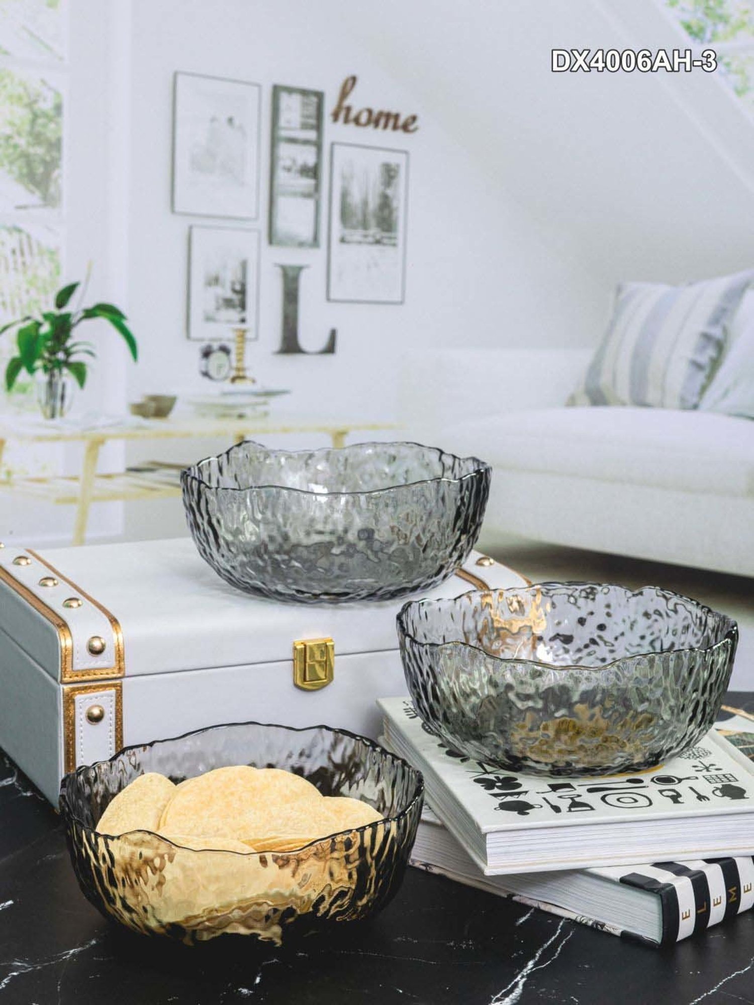 Goodhomes Transparent Glass Serving Bowls (0.7 L) - Set of 3