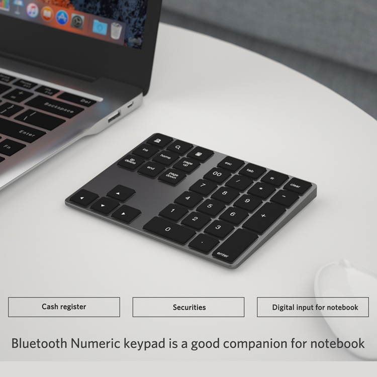 Mini Numeric Keyboard Wireless Bluetooth Keypad 34keys Calculator Keyboard Rechargeable Keypads for Windows/ iOS/Android For PC Macbook Number Pad Mini