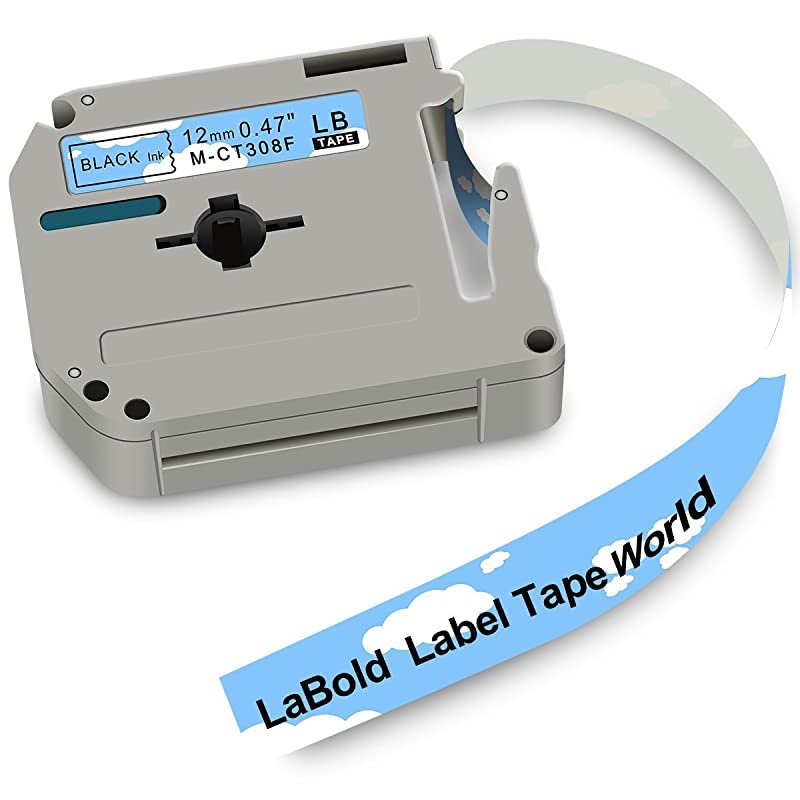 M-K231 Label Tape,  2 Rolls Unique Design Cartoon Style Black on Blue Sky Compatible for Brother Non-Laminated M Series Labeling Tape MK-231 MK231 M231 12mm (0.47") X 8m (26.2')