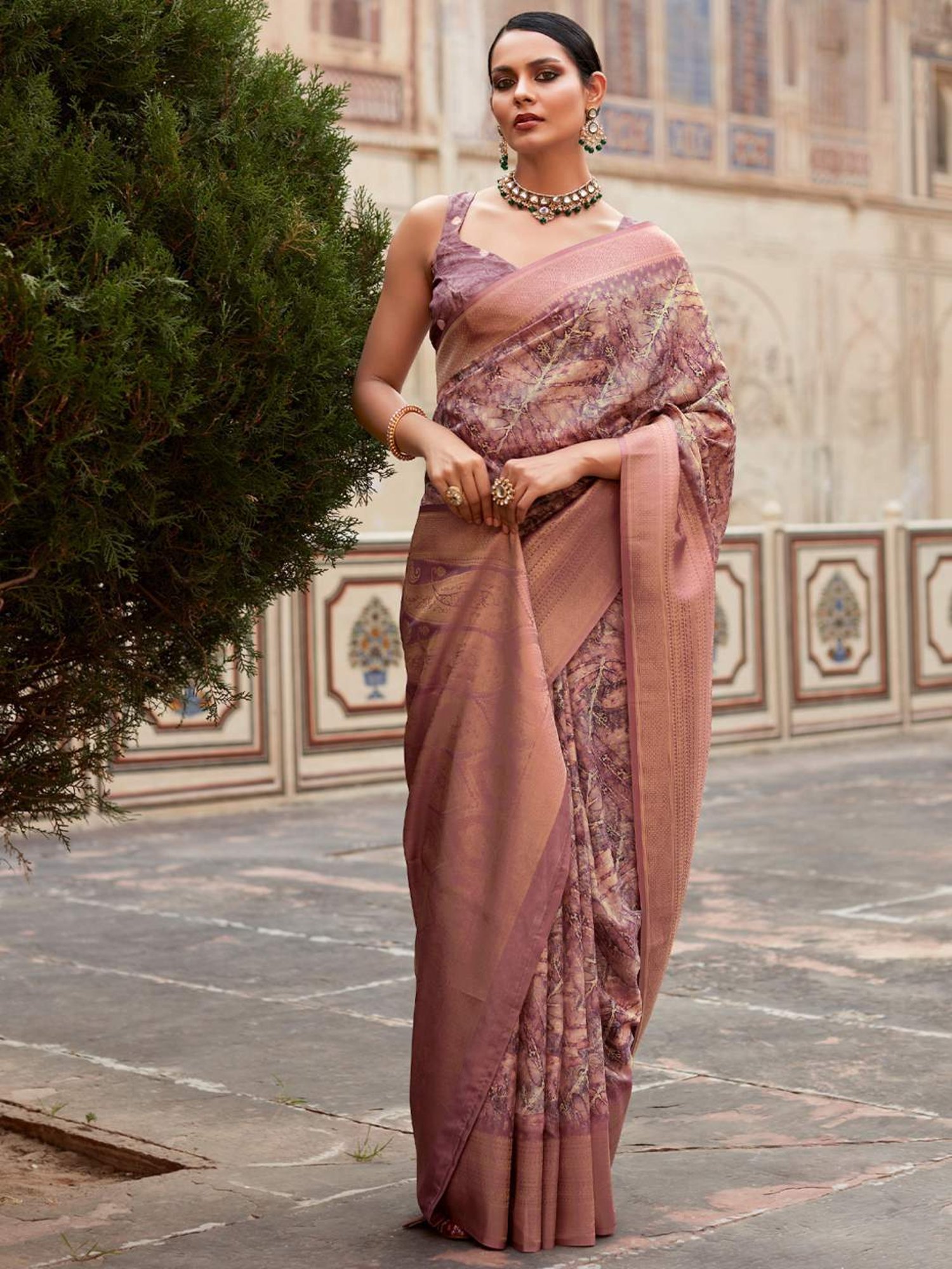 Saree Mall Purple Woven Saree With Unstitched Blouse