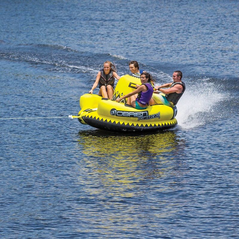 OBrien Inflatable 4 Person Sombrero Towable Boat Lake Water Raft Tube, Yellow
