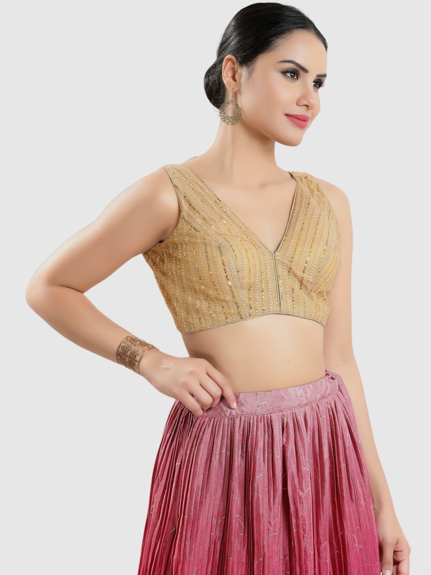 Salwar Studio Beige Embellished Blouse