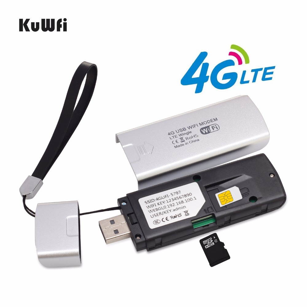 KuWFi Unlocked Pocket 4G LTE USB Modem Router mobile WiFi Router Network Hotspot 3G 4G WiFi Modem Router with SIM Card Slot Support LTE B1/B3/B5 WiFi for Car outdoor Not applicable T-Mobile