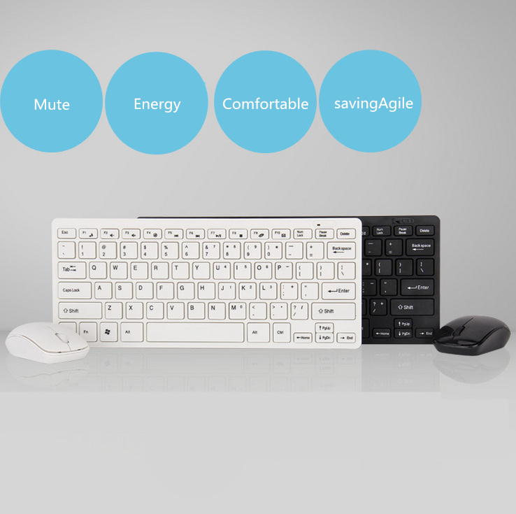 Ultra Slim Thin Design White Black 2.4GHz Wireless Keyboard Mouse for Home Office PC Laptop Desktop Computer Keyboard Set