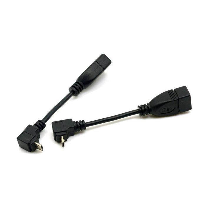 2pcs 90 Degree Up & Down Right Angled Micro USB Type B to USB Female OTG Cable