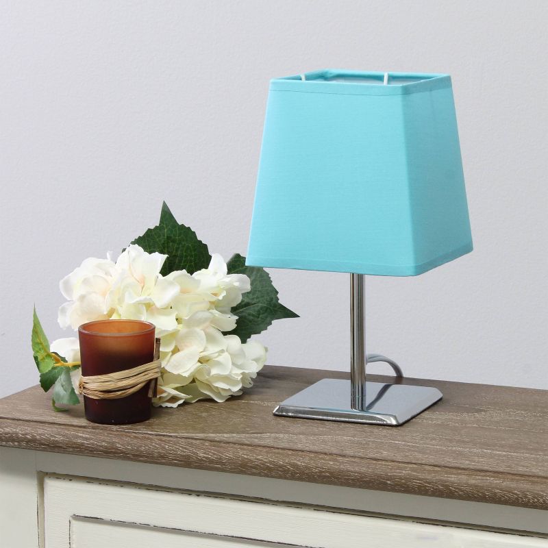 Mini Table Lamp with Squared Empire Fabric Shade Blue - Simple Designs