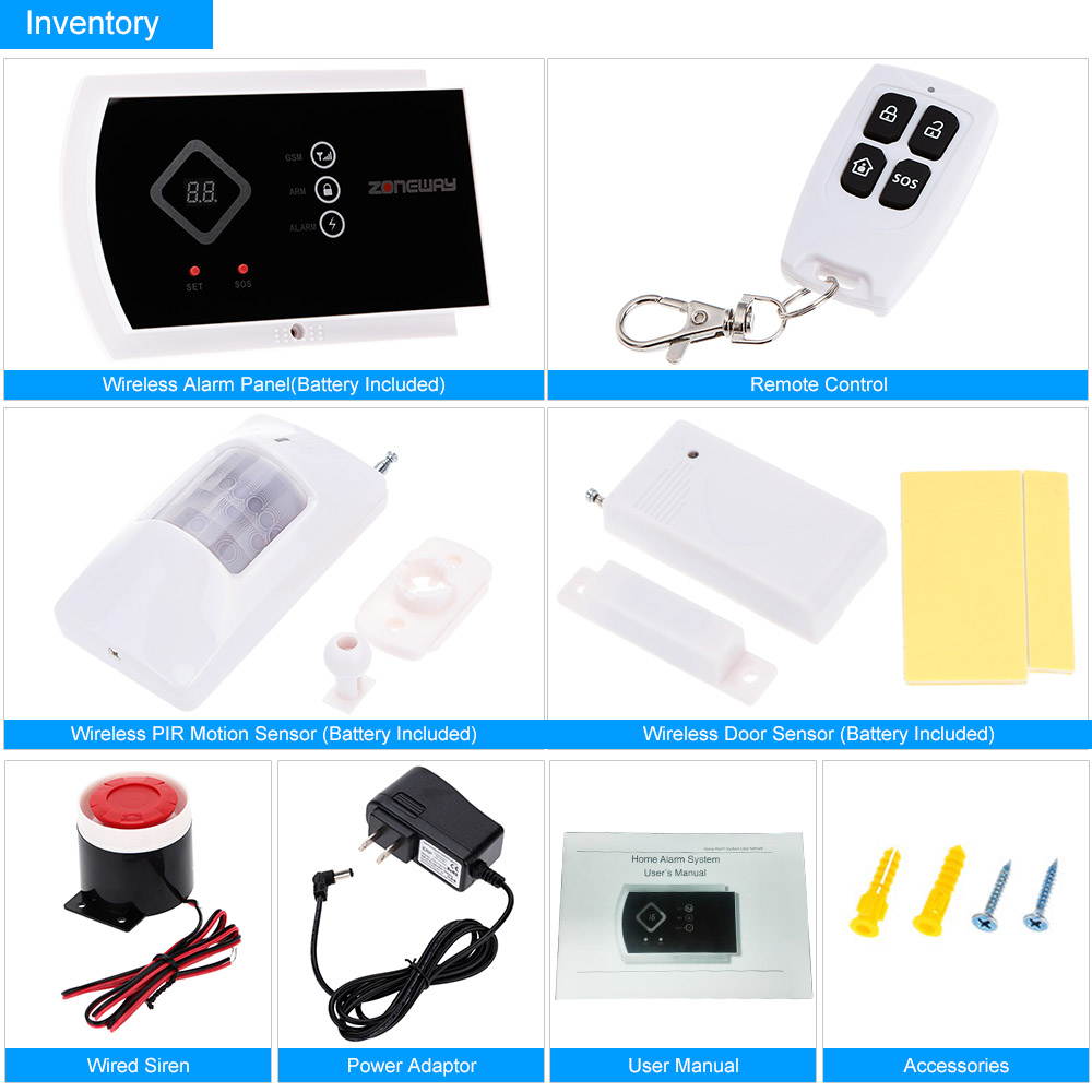 ZONEWAY Wireless ANDROID IOS APP Phone Control GSM SMS Autodial Home Burglar Alarm Security System