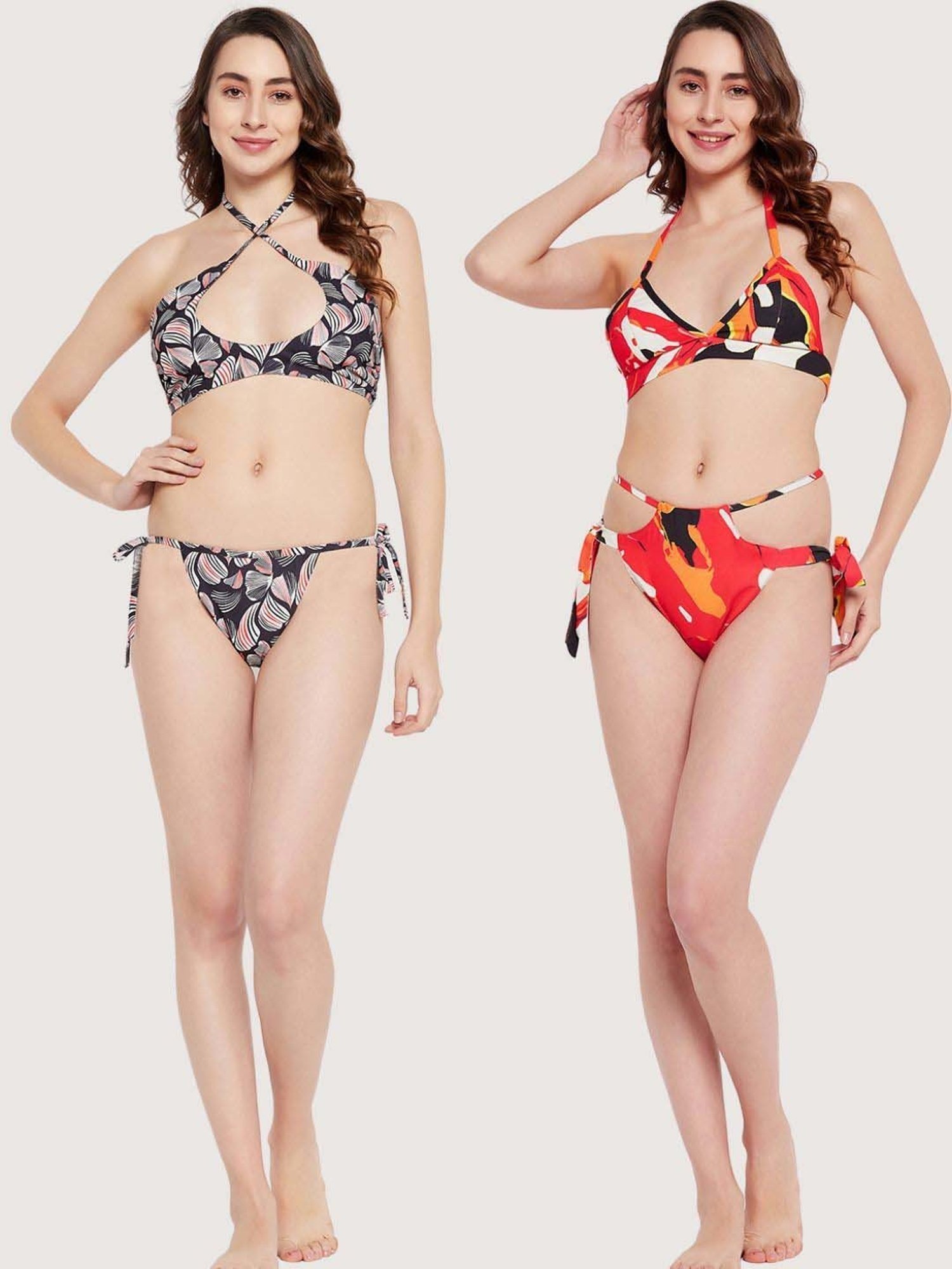 Secrets By ZeroKaata Assorted Printed Bikini Set - Pack Of 2