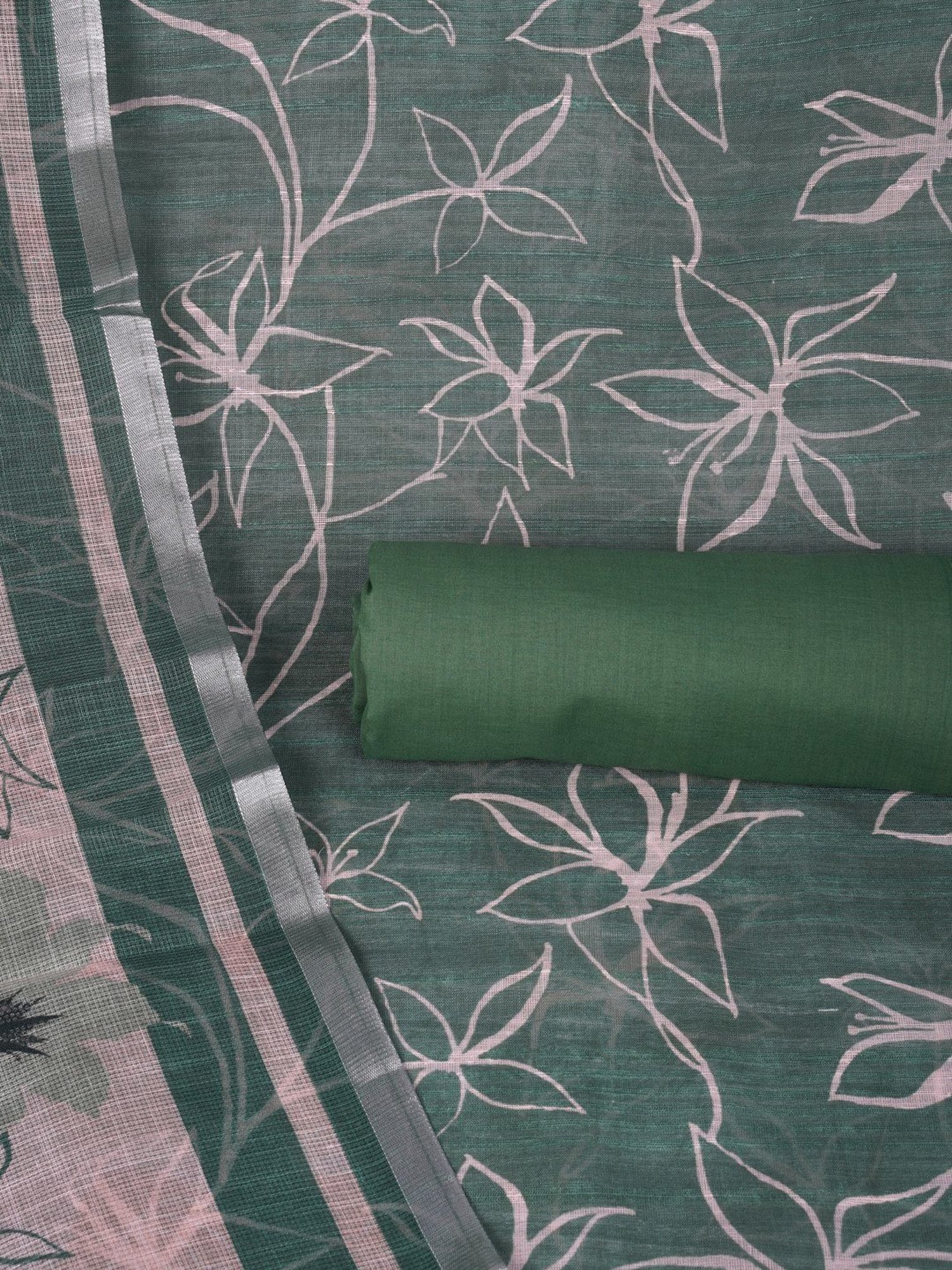 Kami Kubi Green Floral Dress Material