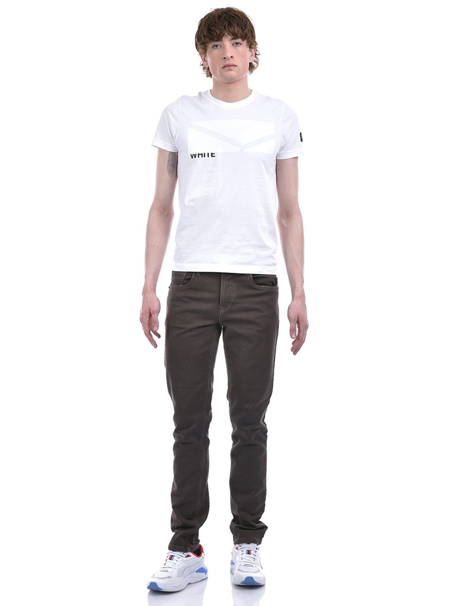 Lawman Pg3 Brown Slim Fit Lightly Washed Jeans