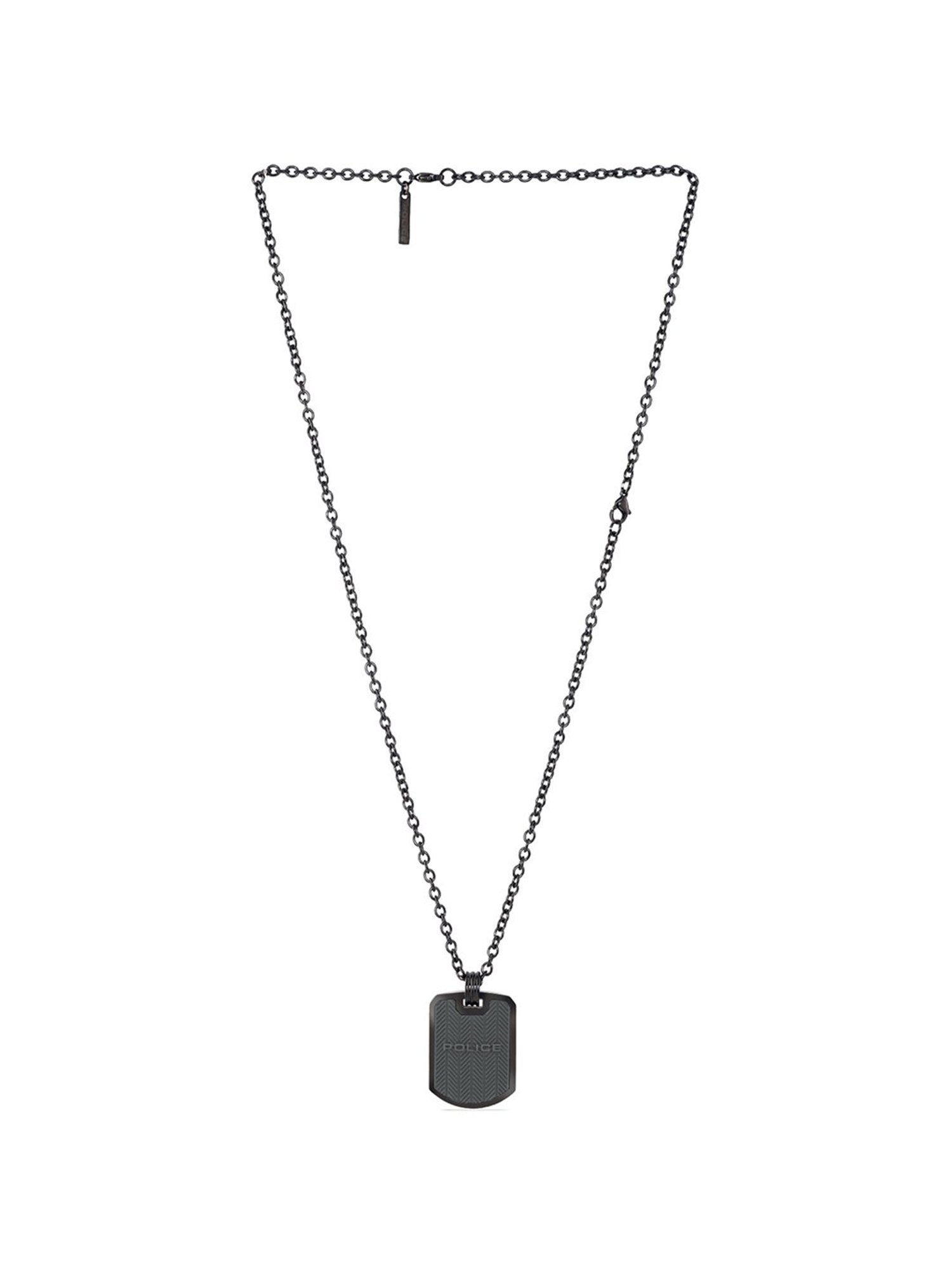 Police Black-Plated Onset Necklace for Men