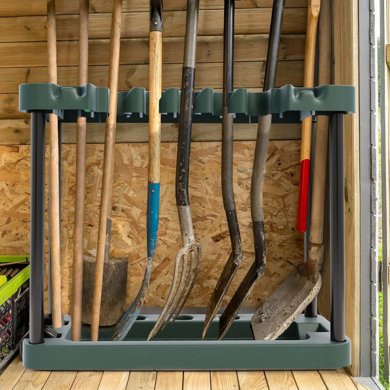 Stalwart Rolling Garden Tool Storage Rack Tower Black