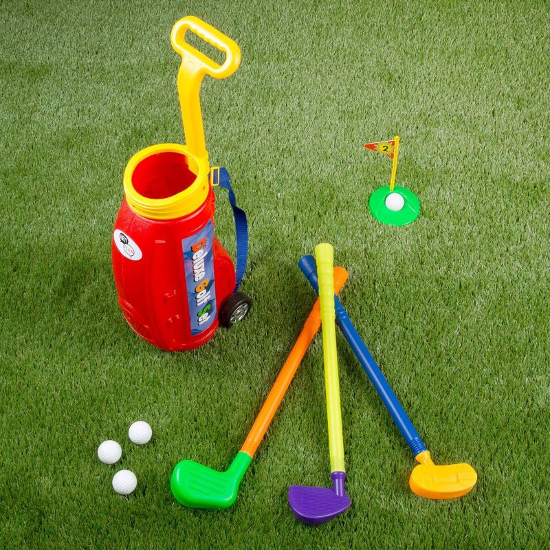 Toddler Toy Golf Play Set with Plastic Bag, 2 Clubs, 1 Putter, 4 Balls, Putting Cup Indoor or Outdoor Use for Toddlers Boys and Girls by Hey! Play!
