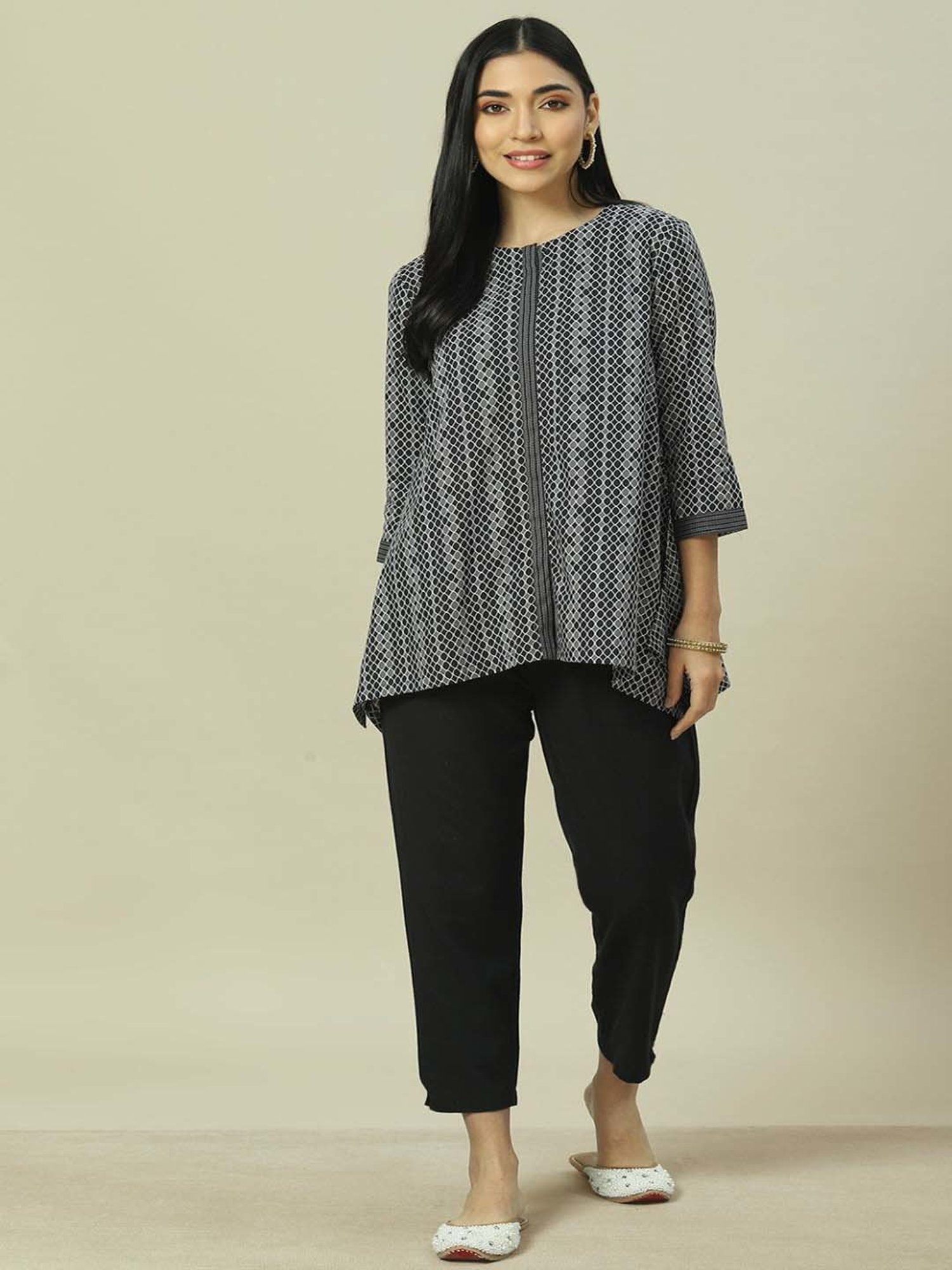 Rangriti Black Printed Top