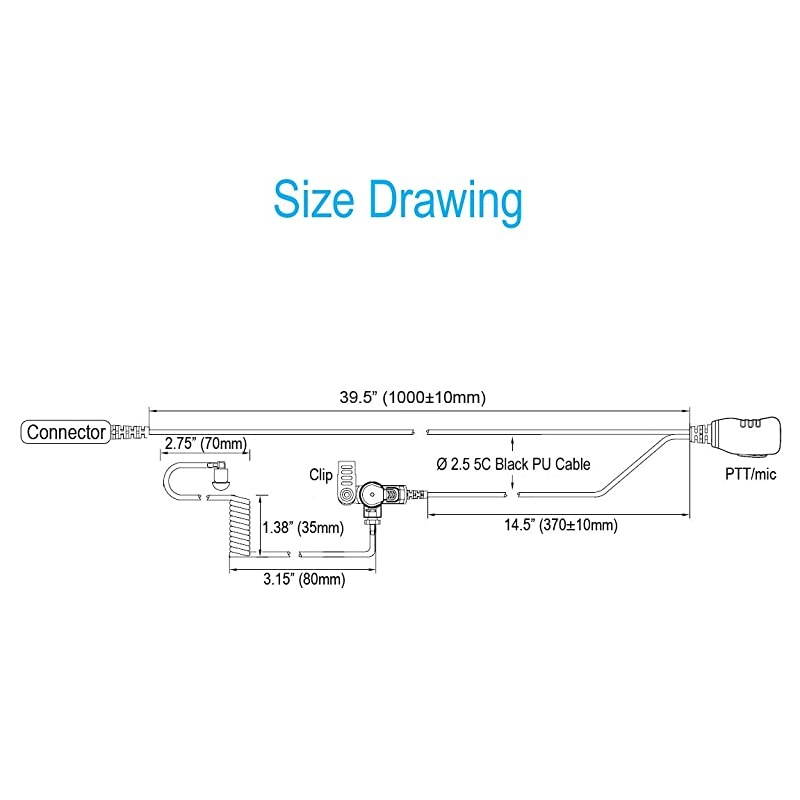 Wire Earpiece with Reinforced Cable for Motorola Radios XPR3300 XPR3500 XPR3300e XPR3500e XPR 3300 3500 3300e 3500e Series Acoustic Tube Headset Compact PTTMic Clear Audio Transmission