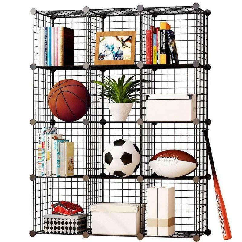 12 Cube Mesh Wire Storage Cupboard Cabinet Wardrobe Rack Toy Book Shelves