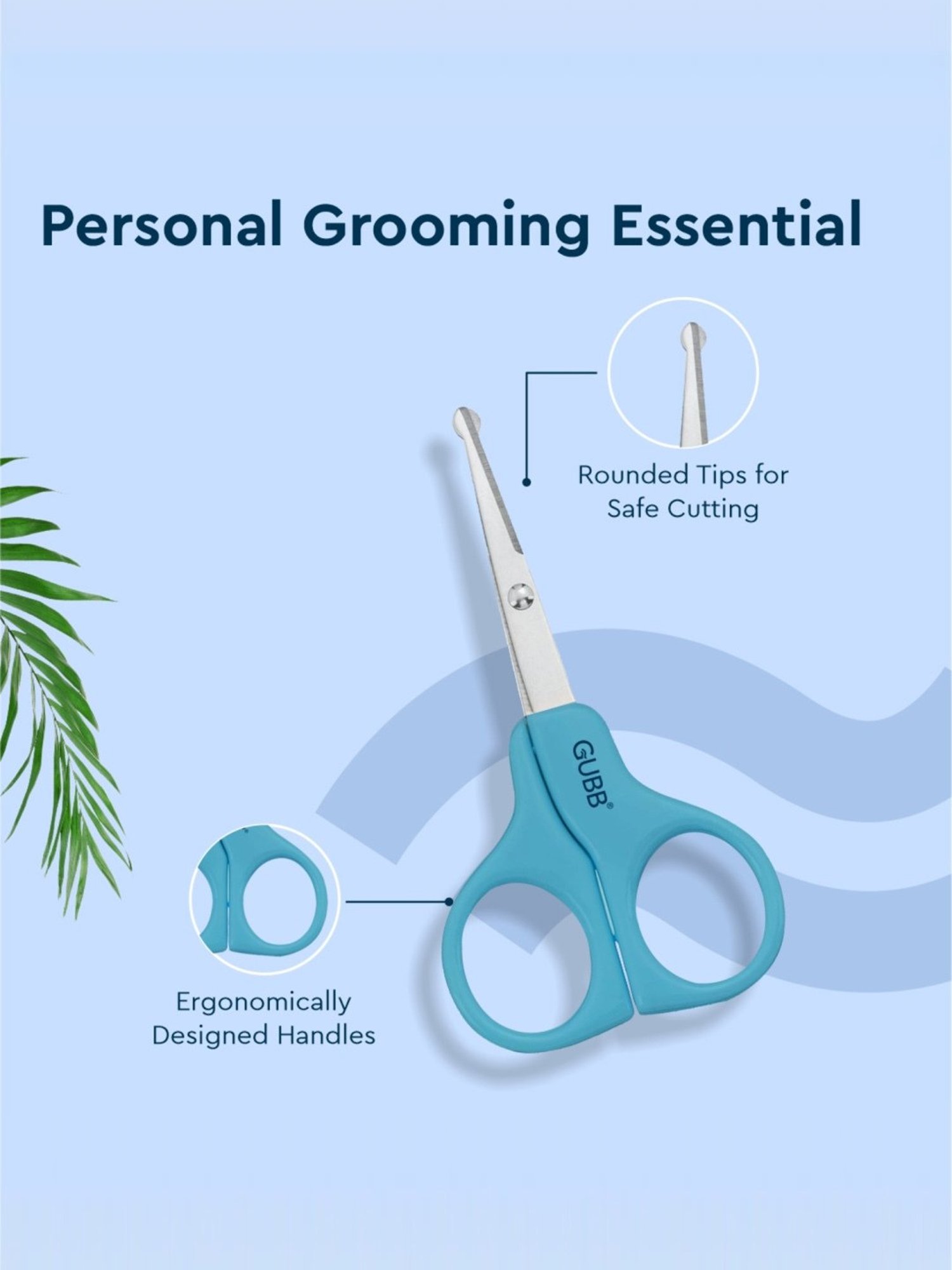 GUBB Safety Scissor with Round Edges, Stainless Steel Hair Cutting Scissor