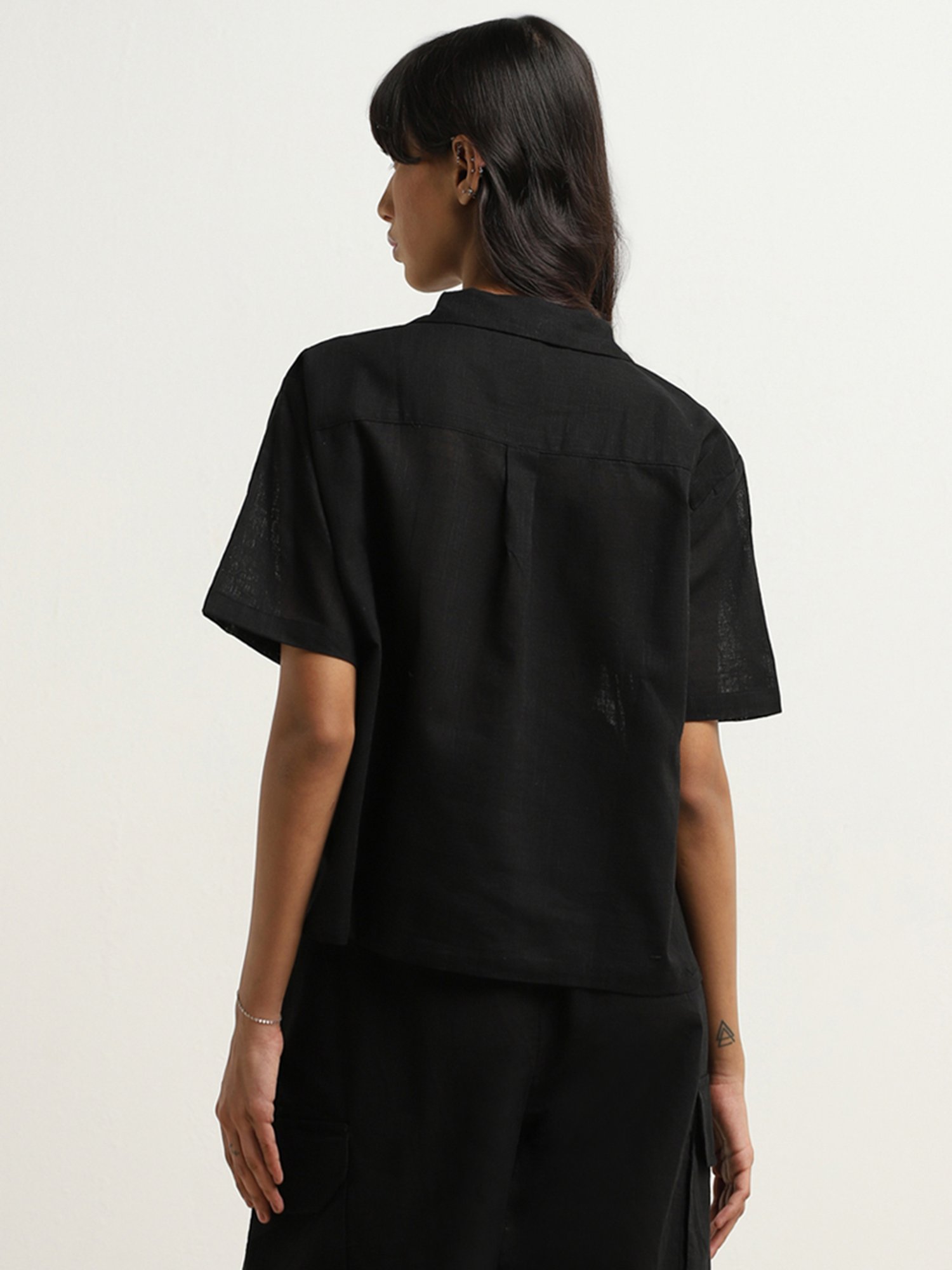 Superstar by Westside Black Solid Cotton Shirt