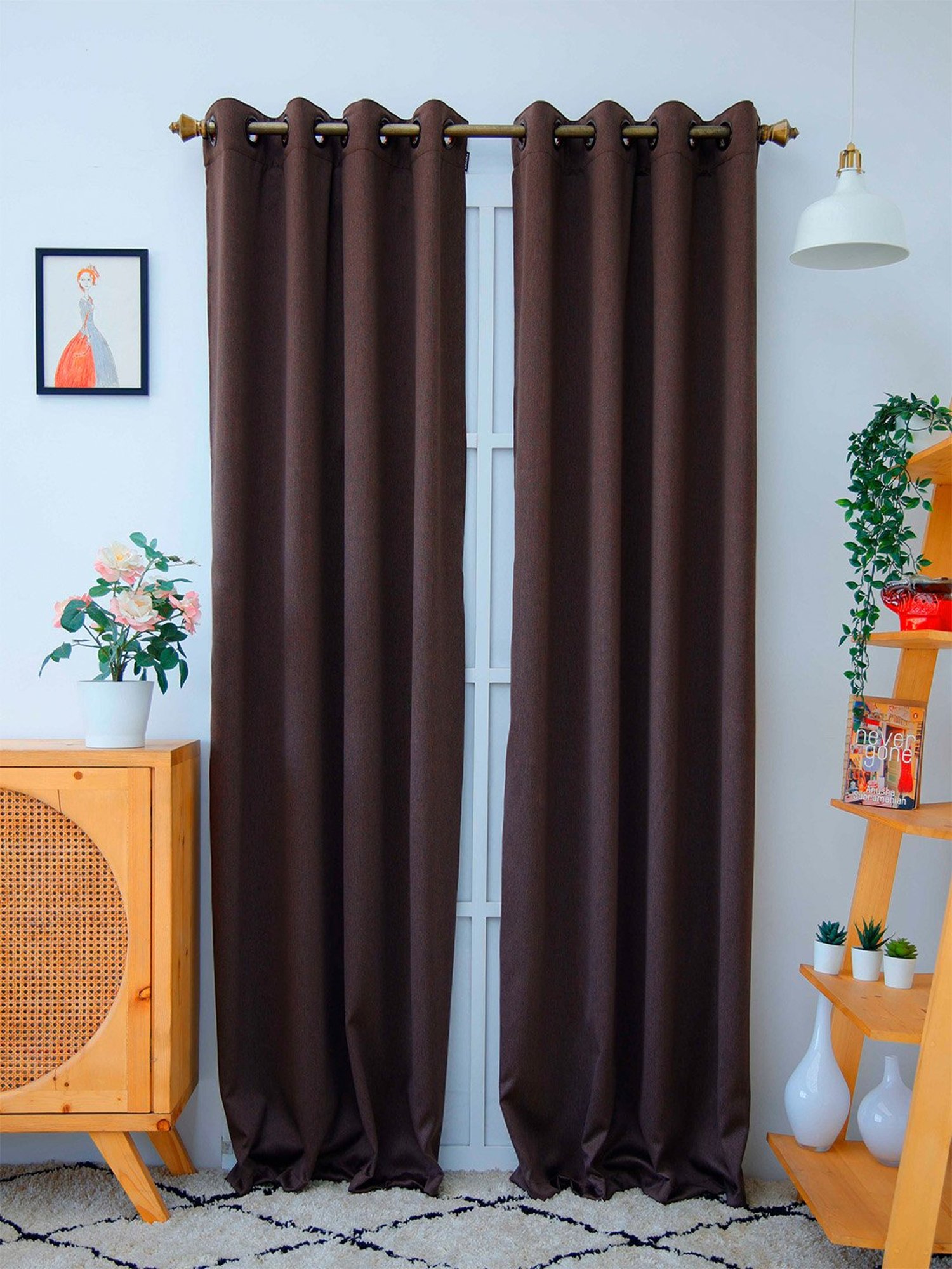 Ariana Brown Polyester 5 ft Window Curtain