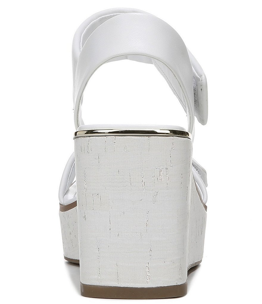 Franco Sarto Sweety Square Toe Leather Cork Platform Wedge Sandals