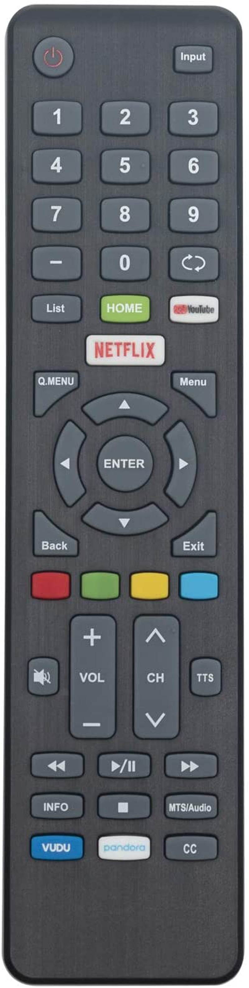 New Remote Control for Element Smart TV E4SW5518 E4SFT5017 E4SFT5517 with with YouTube VUDU Netflix Pandara Keys