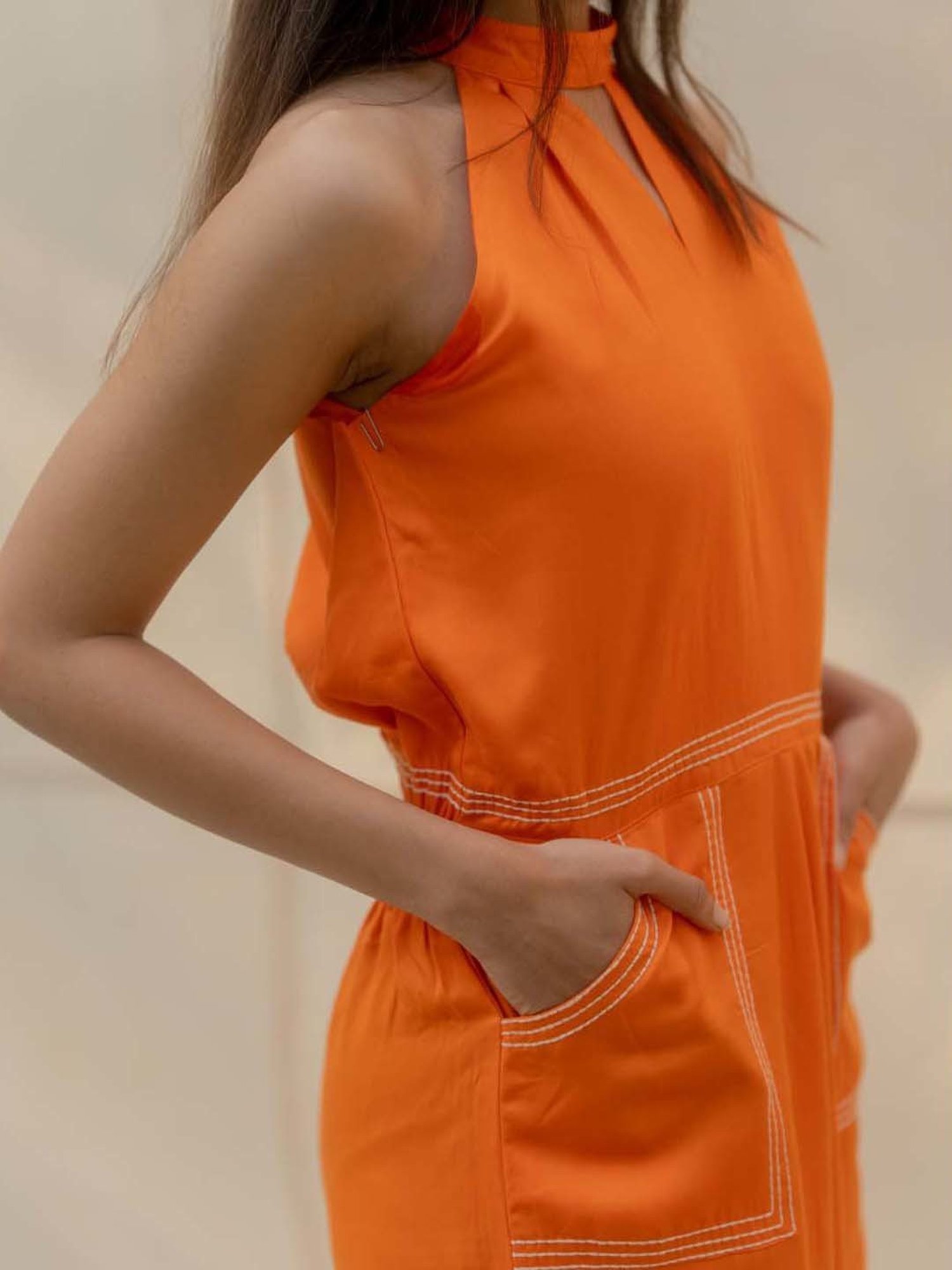 Anousshka Rust Halter Neck Jumpsuit