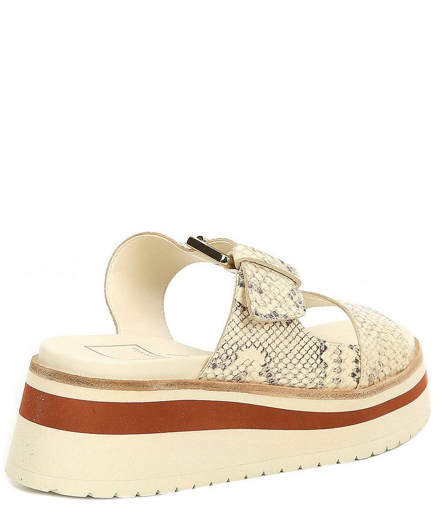 Dolce Vita Macen Two Band Snake Print Leather Platform Wedge Sandals
