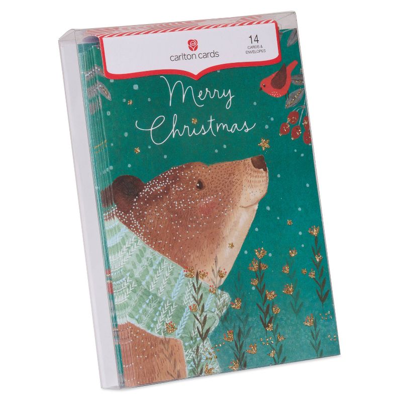 Carlton Cards 14ct Bear with Cardinal Boxed Cards