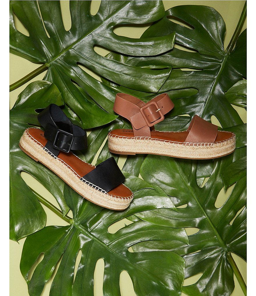 Gianni Bini Kaygan Leather Espadrille Flatform Sandals