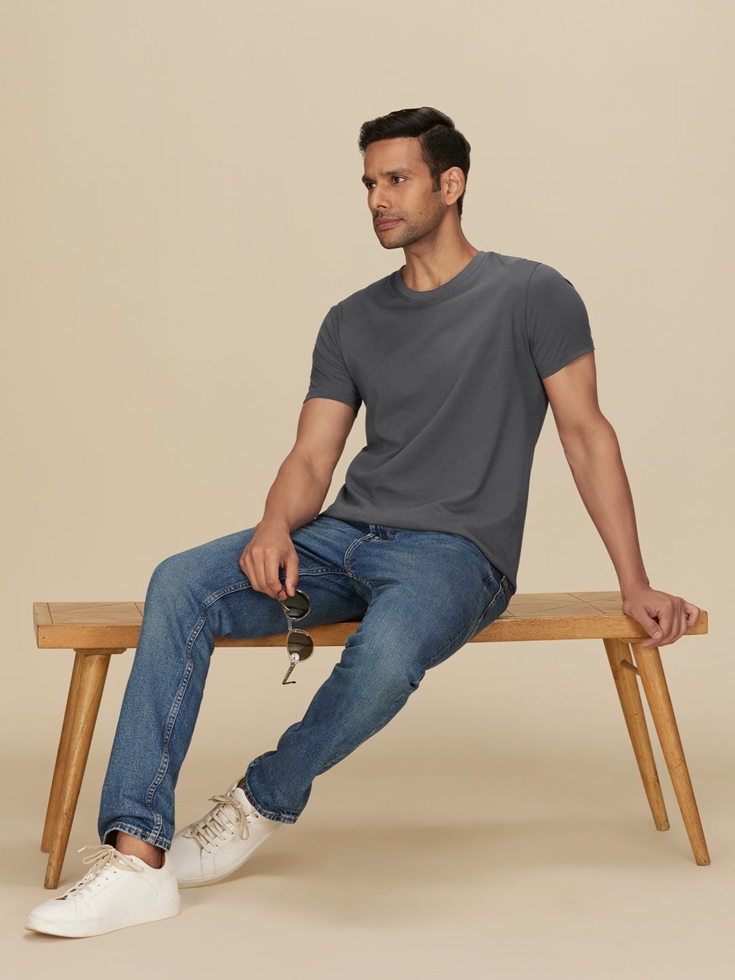 XYXX Anchor Grey Cotton Regular Fit T-Shirts