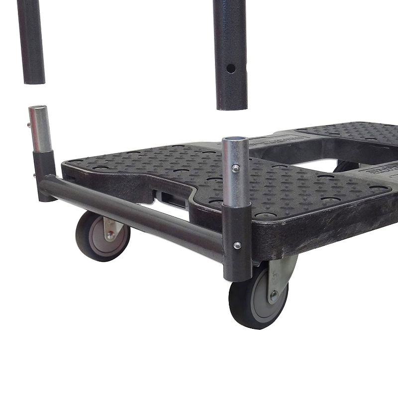 Snap Loc 1,500 lb Capacity Industrial Strength E Track Push Cart Dolly Black, Heavy Duty 4 in Polyurethane Swivel Non Marking Caster Wheels