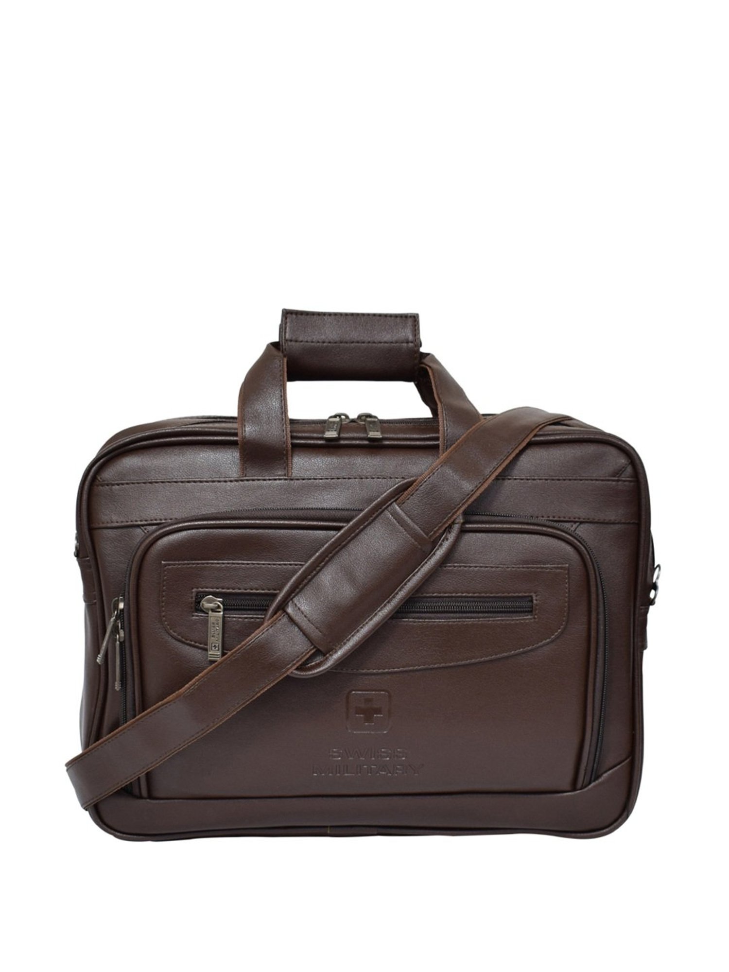 Swiss Military Brown Polyester Medium Messenger Handbag