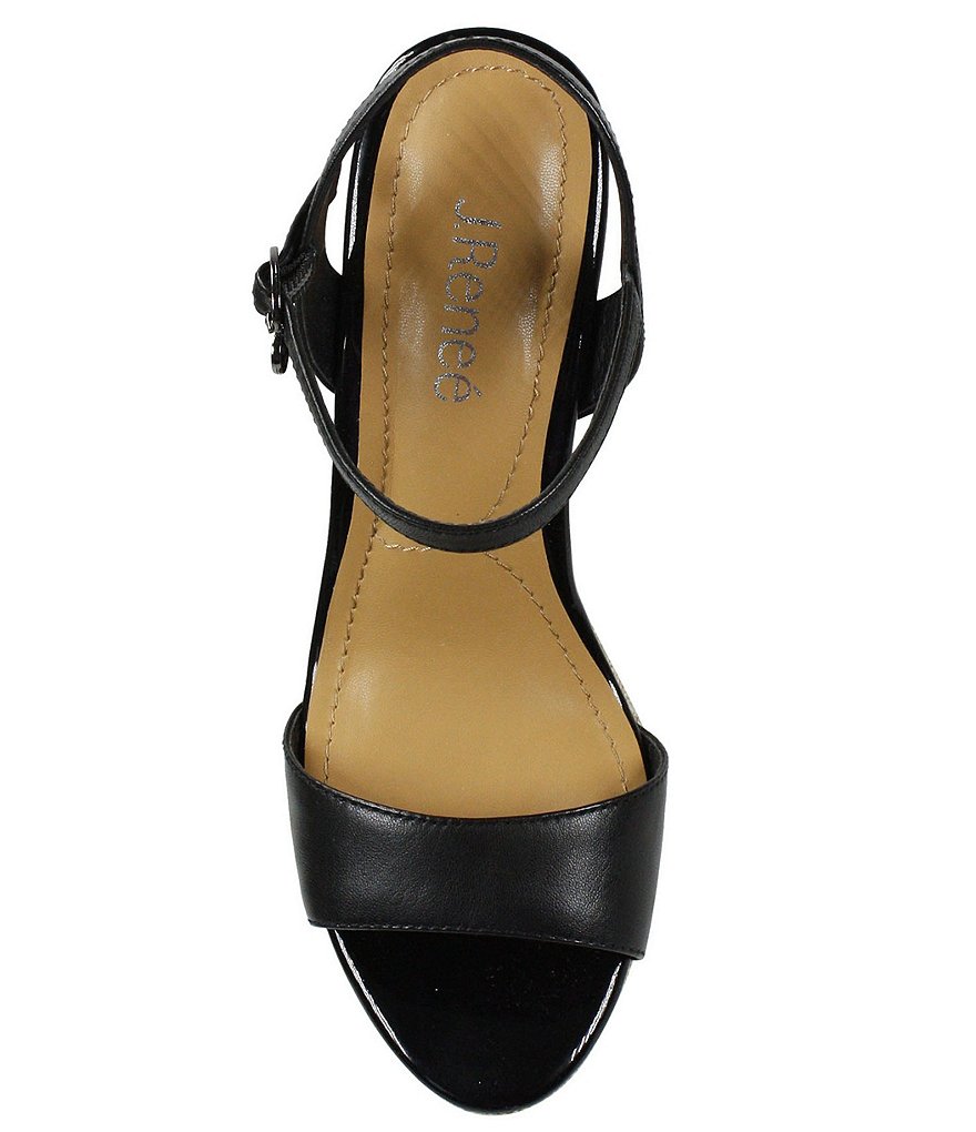 J. Renee Triella Leather Toucan Embroidered Platform Wedge Sandals